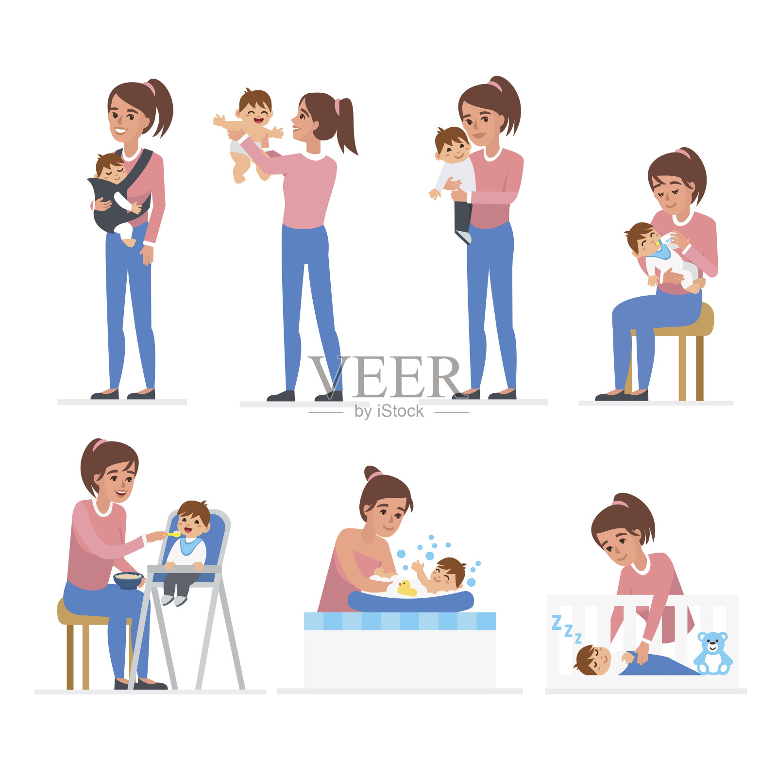母亲和婴儿插画图片素材