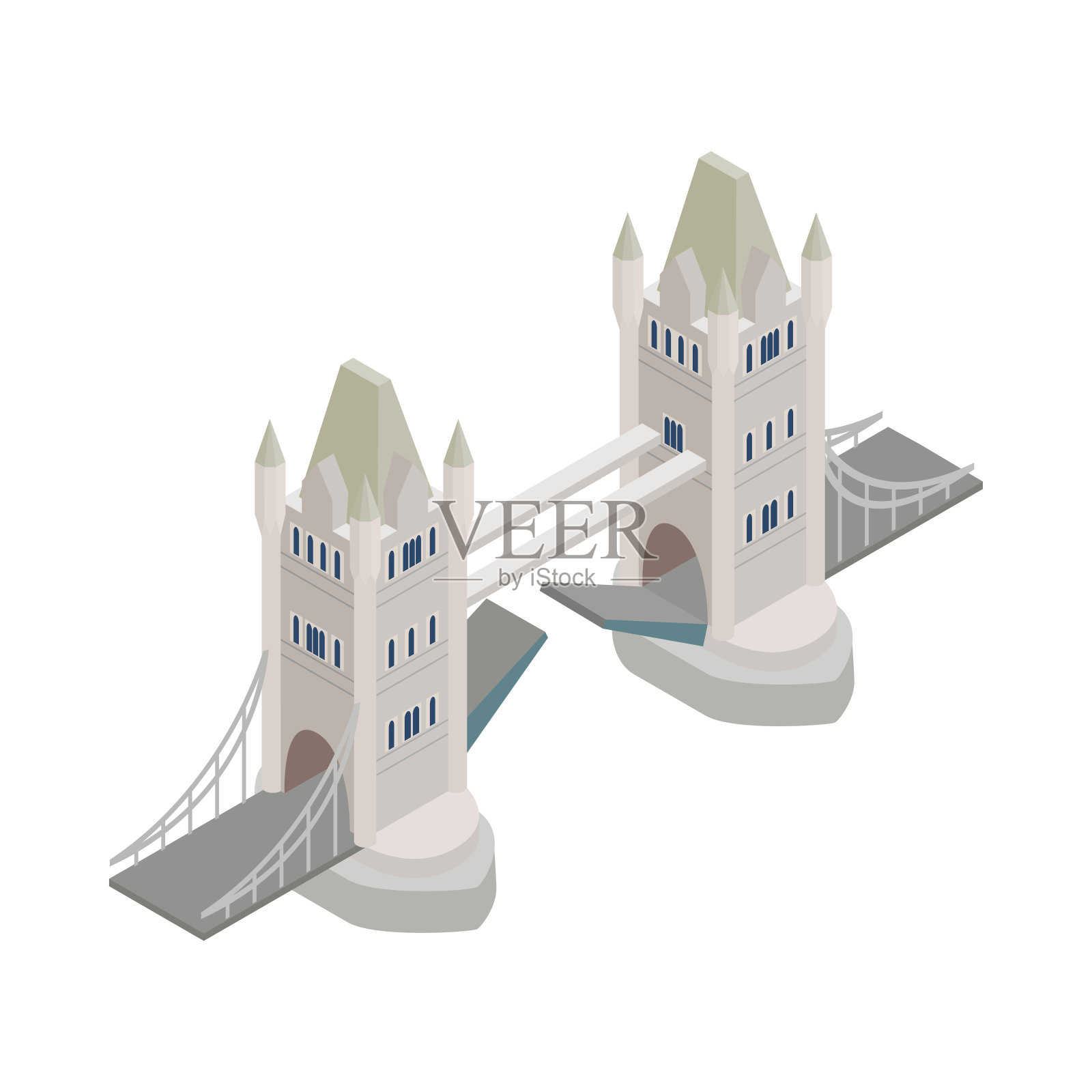 伦敦塔桥图标，等距3d风格插画图片素材