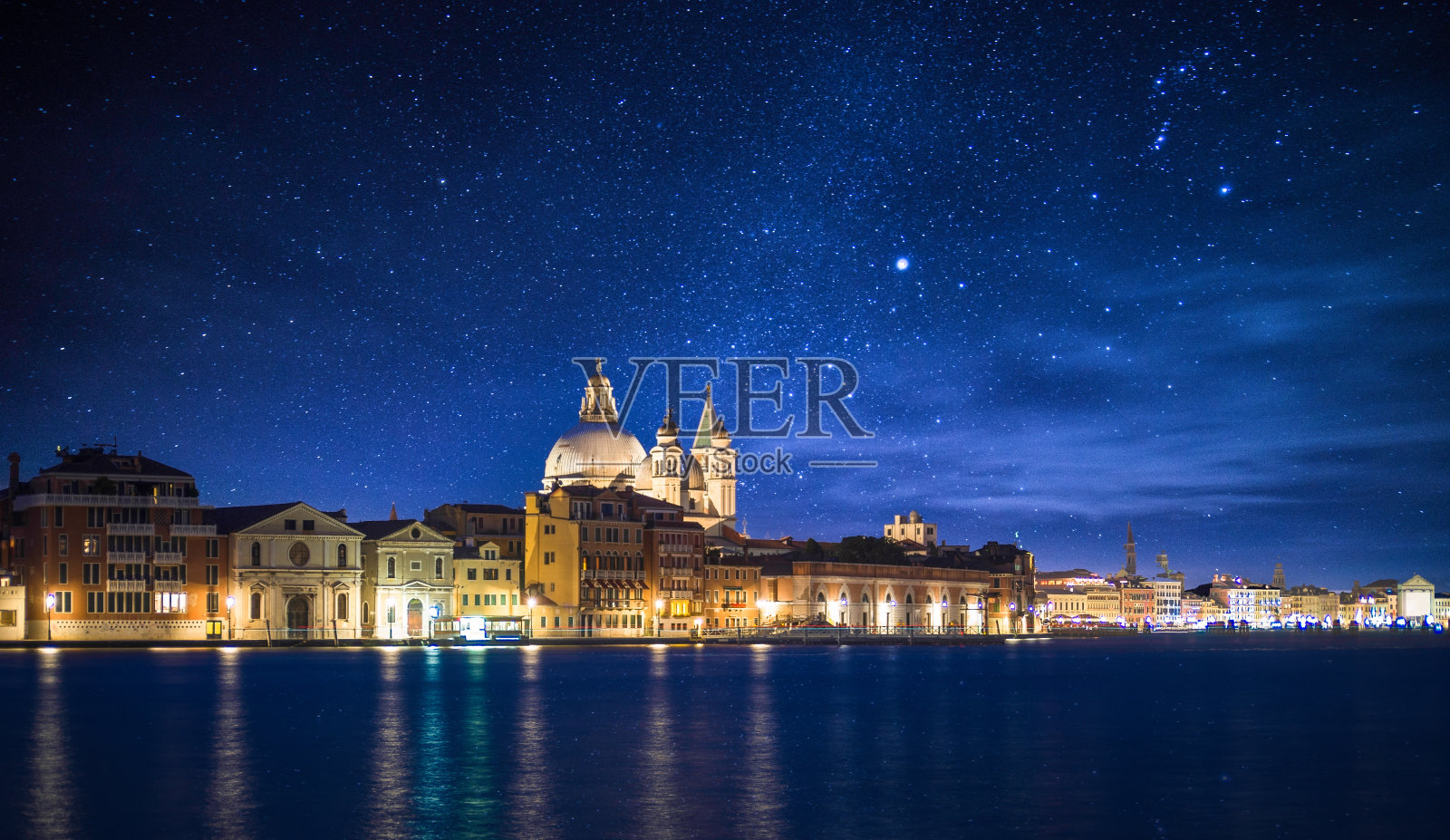 星空下美丽的威尼斯城照片摄影图片