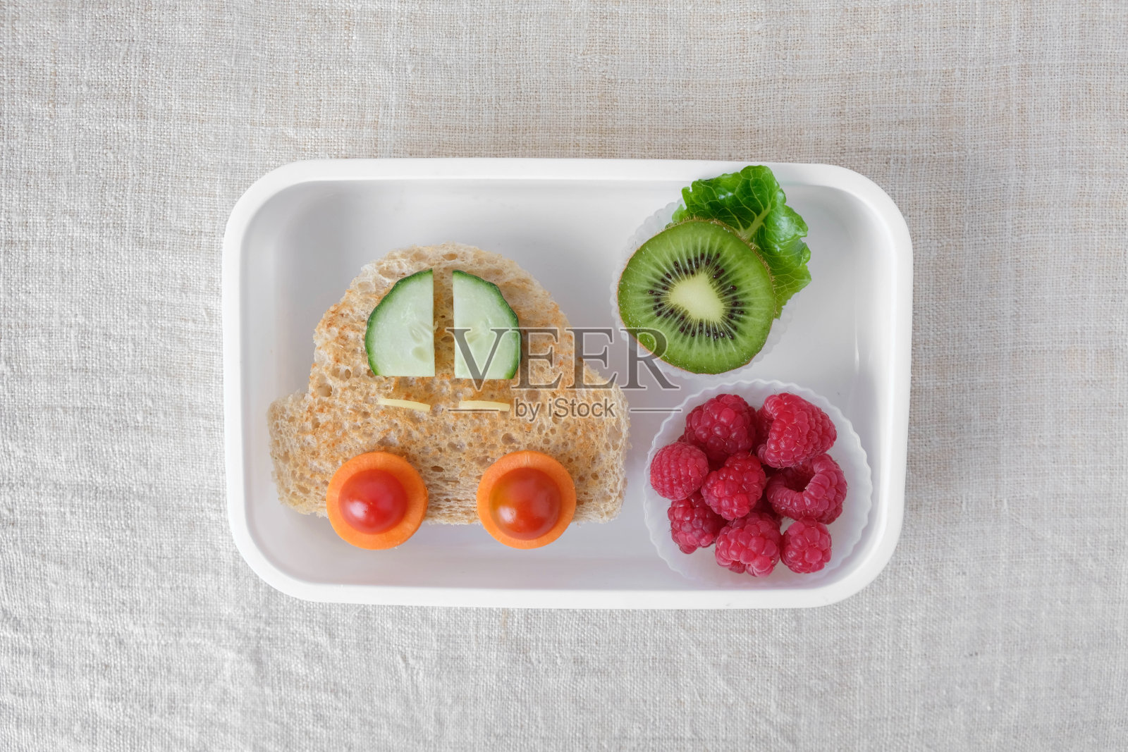 汽车午餐盒，儿童趣味食品艺术照片摄影图片