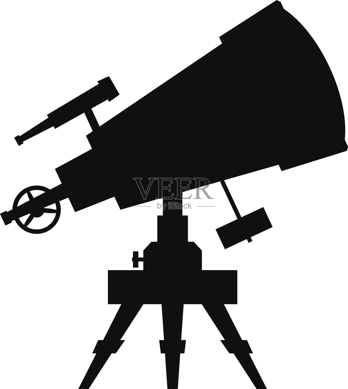 望远镜。矢量剪影在白色的背景设计元素图片