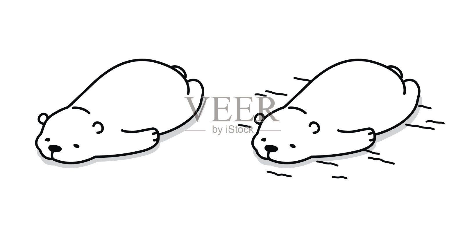 北极熊睡在地板上矢量插画卡通插画图片素材
