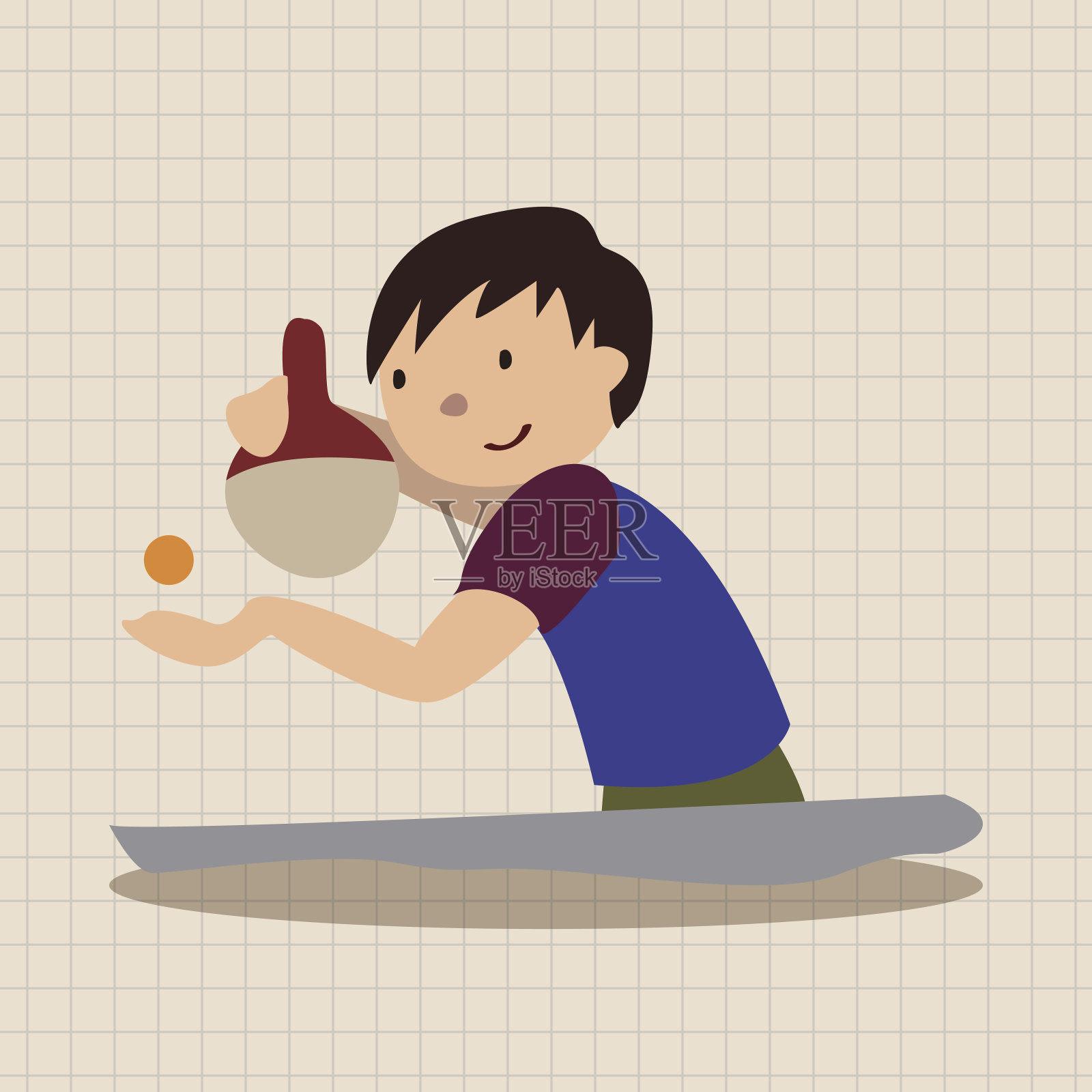 运动乒乓球运动员平面图标元素背景，eps10插画图片素材