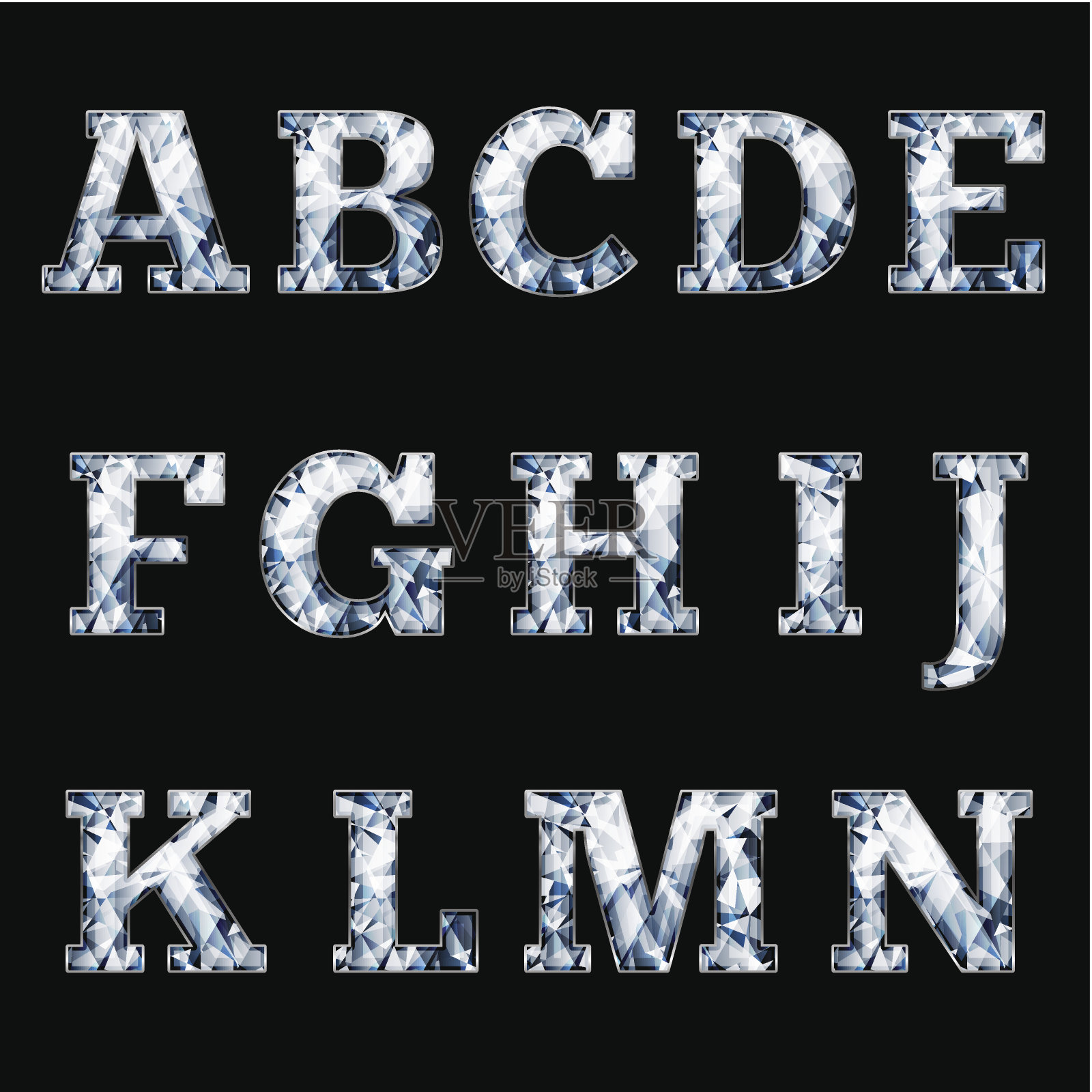 水晶耀眼的字母-大写设计元素图片