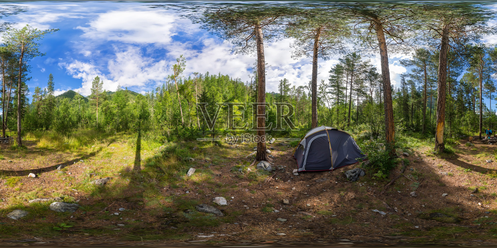 球形全景360度180帐篷露营在森林照片摄影图片