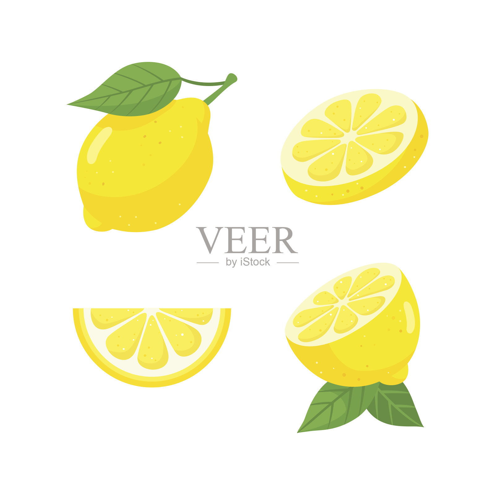 新鲜柠檬水果套装设计元素图片