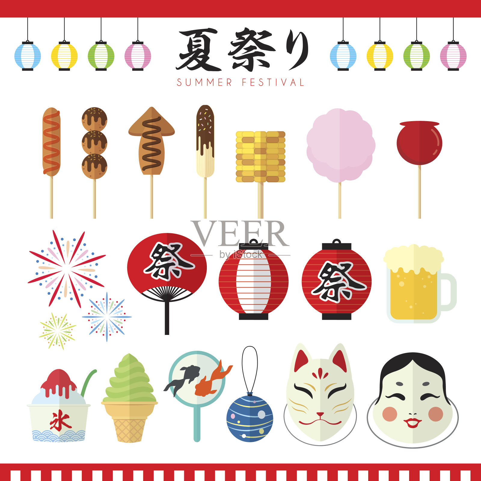 日本夏季节日标志插画图片素材