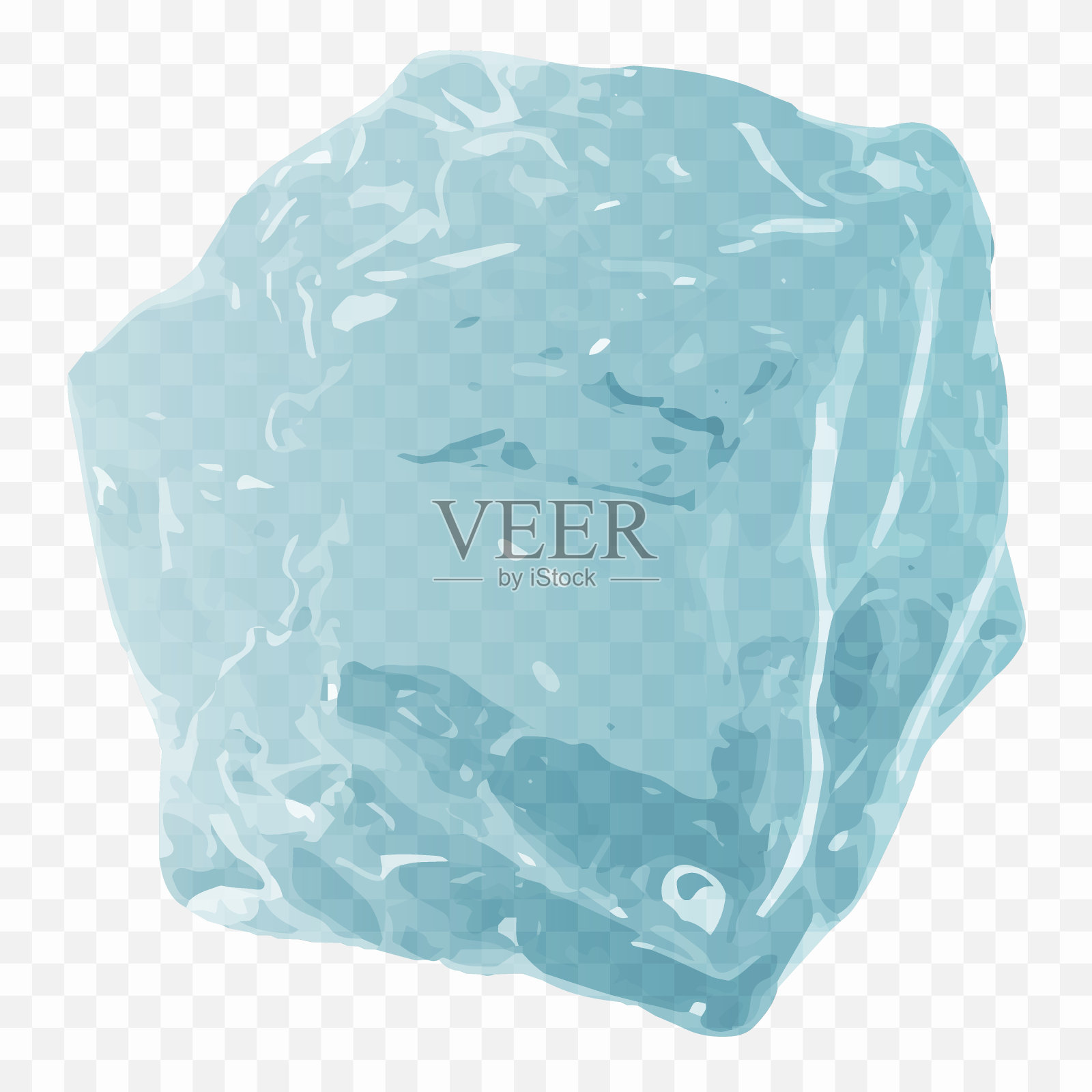 蓝色透明冰块。向量设计元素图片