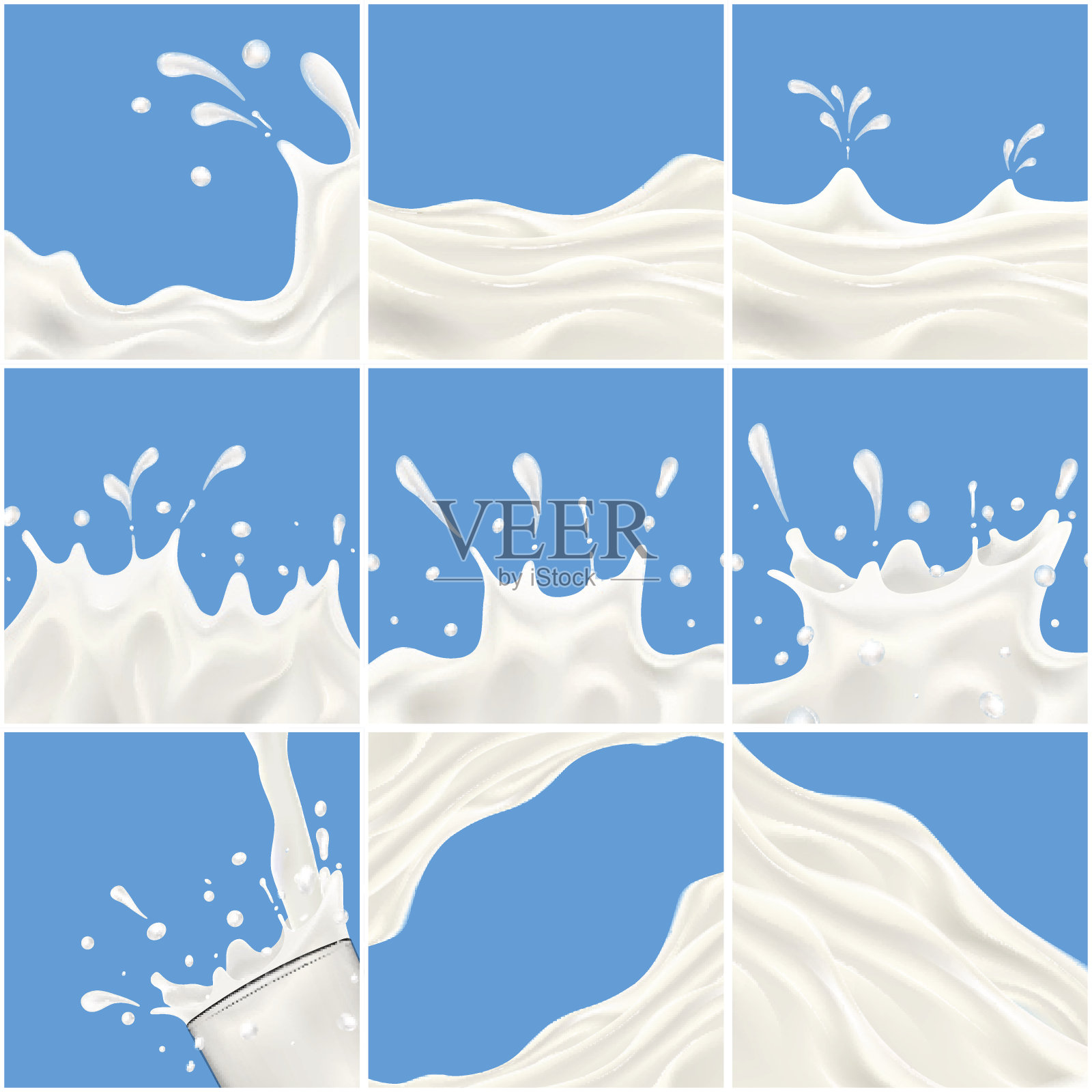 牛奶或酸奶喷溅向量现实插图标签设计或广告需求插画图片素材