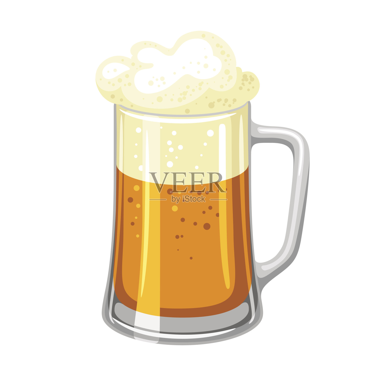 杯中加入淡啤酒和泡沫。插图的啤酒节设计元素图片