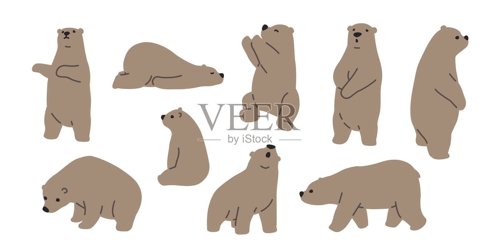 熊灰北极熊泰迪图标插图涂鸦设计元素图片