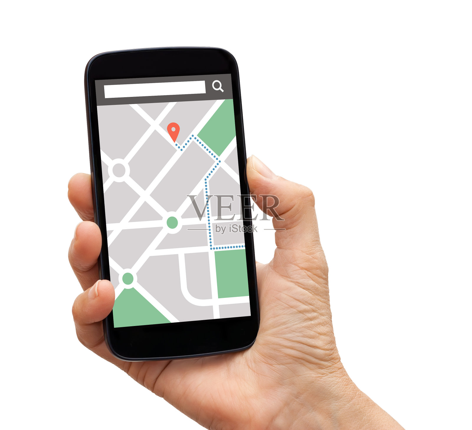 手持智能手机与地图gps导航应用在屏幕上照片摄影图片