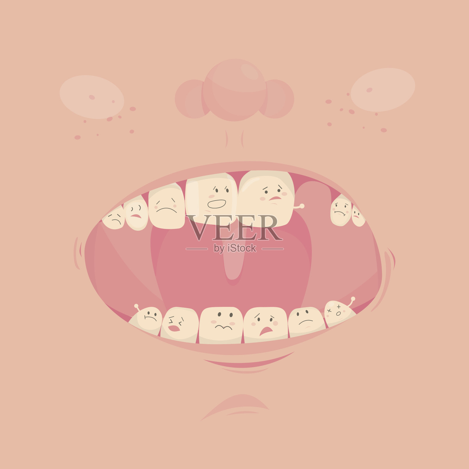 现代矢量插图缺失的牙齿。牙科保健。可爱的向量。插画图片素材