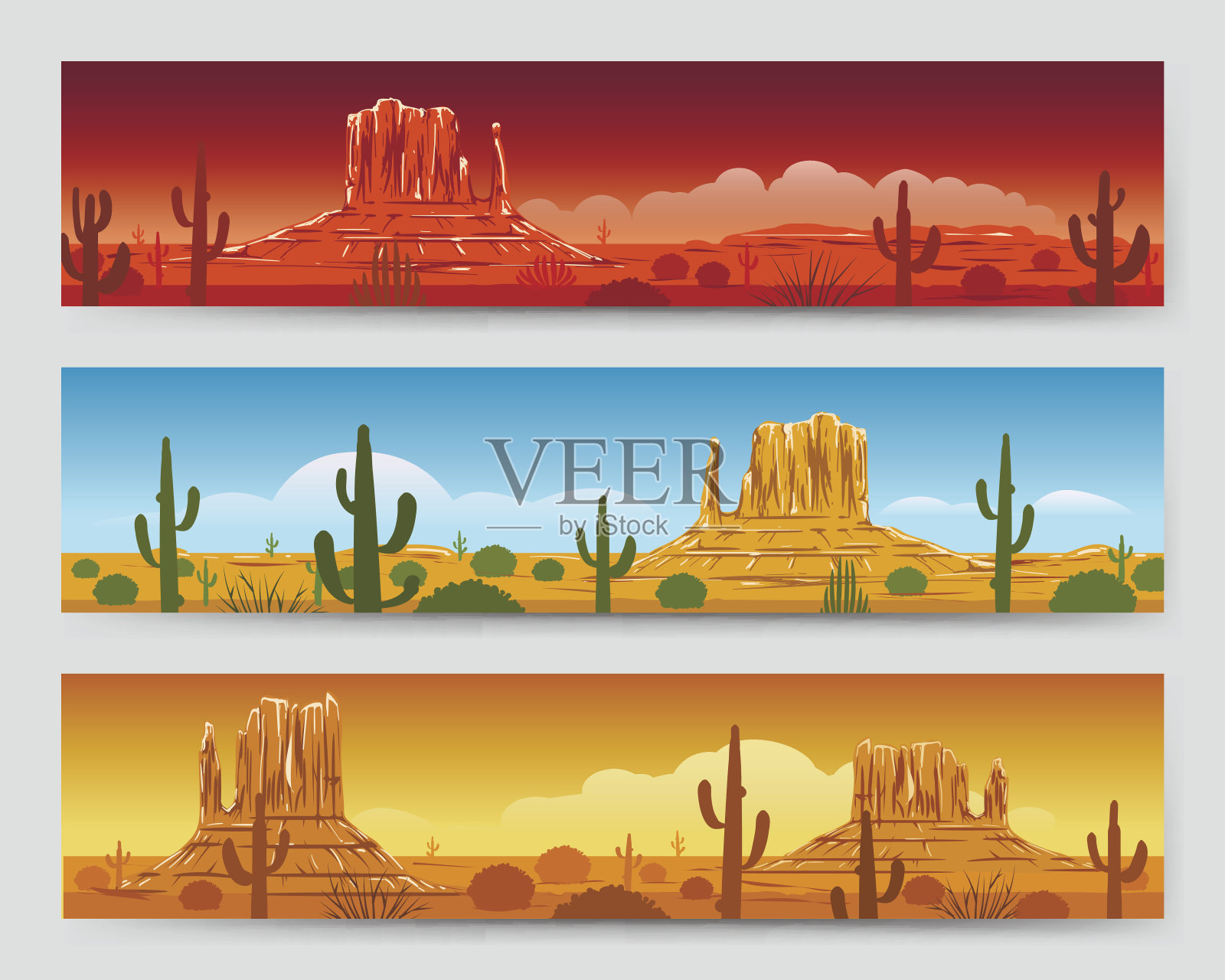 野生自然沙漠墨西哥景观横幅插画图片素材