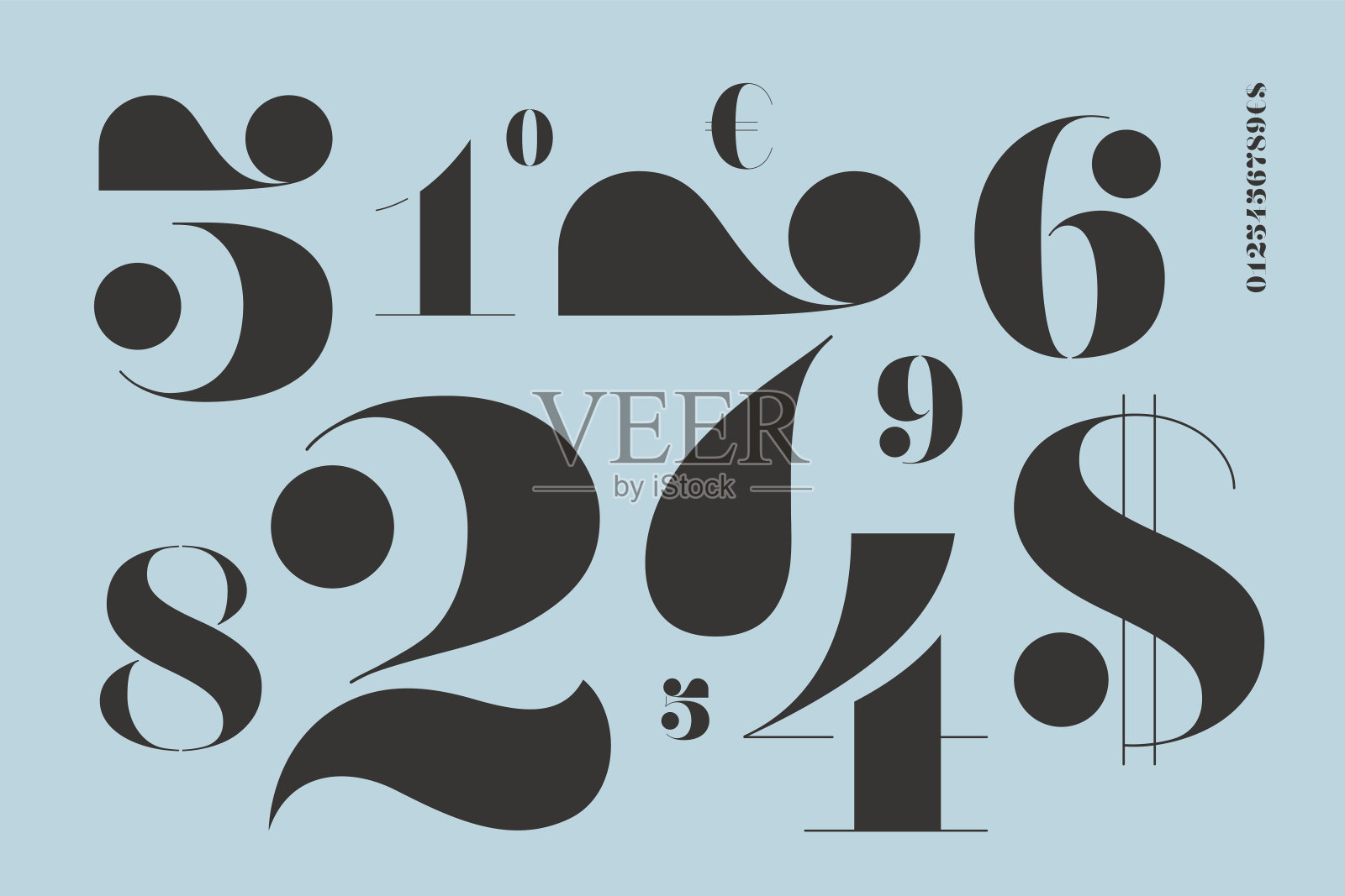 数字字体在古典法语didot风格设计元素图片