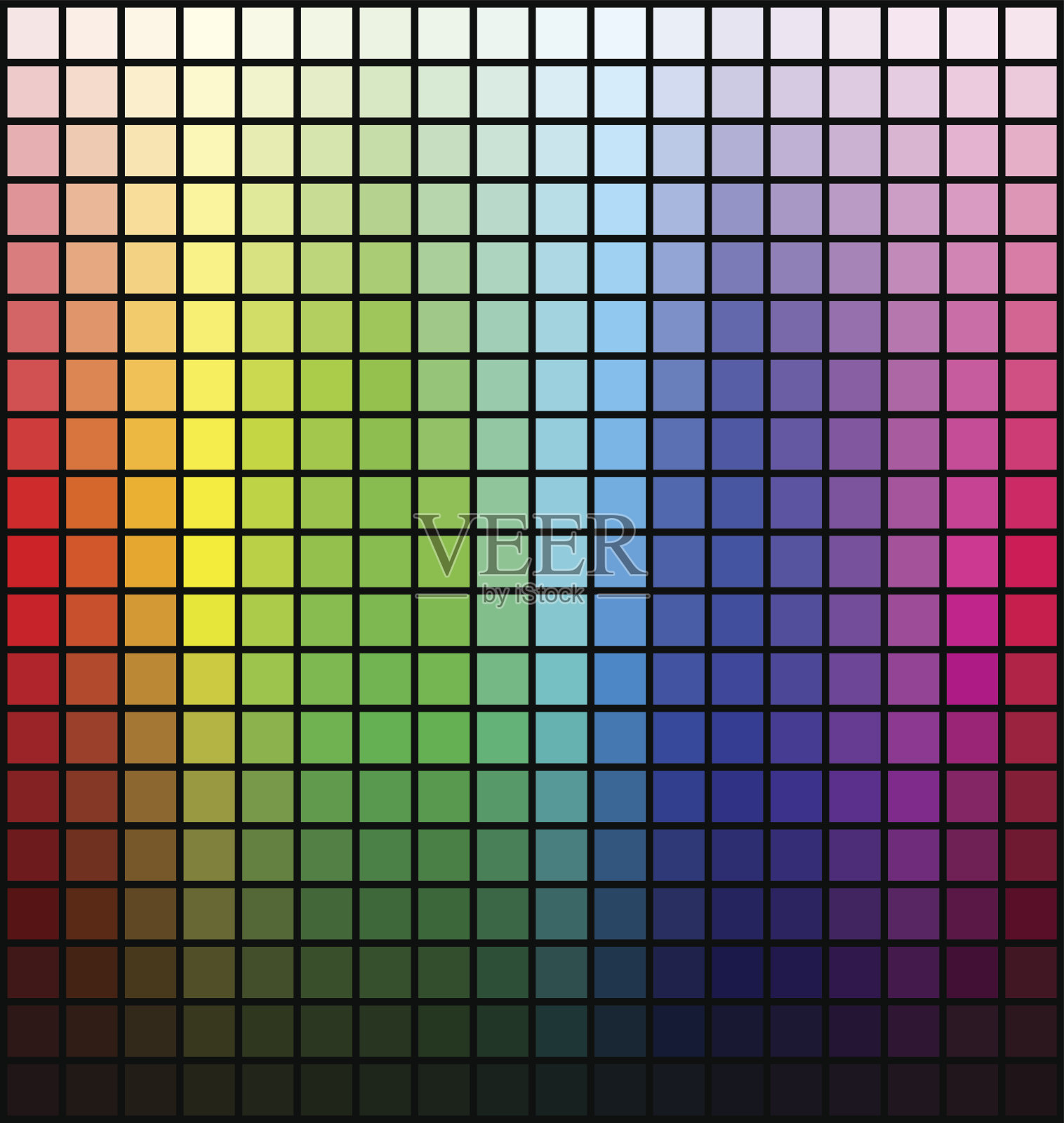 颜色光谱调色板，色调和亮度，黑色背景。向量插画图片素材