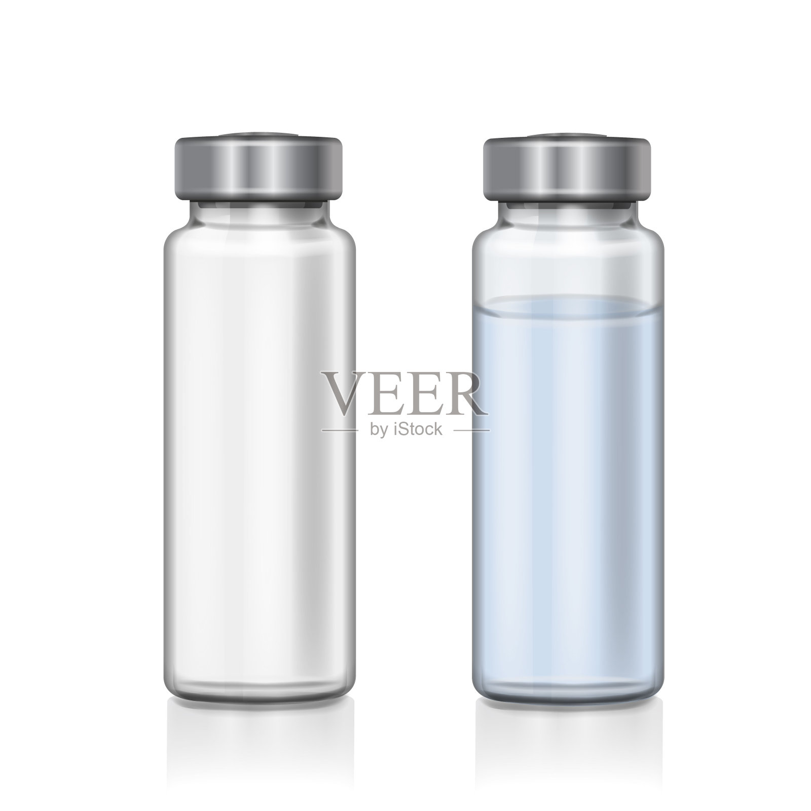 透明玻璃医疗瓶逼真的3d矢量插图设计元素图片
