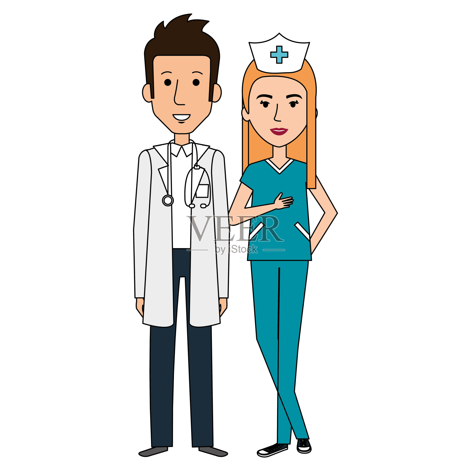 医护人员的虚拟角色插画图片素材