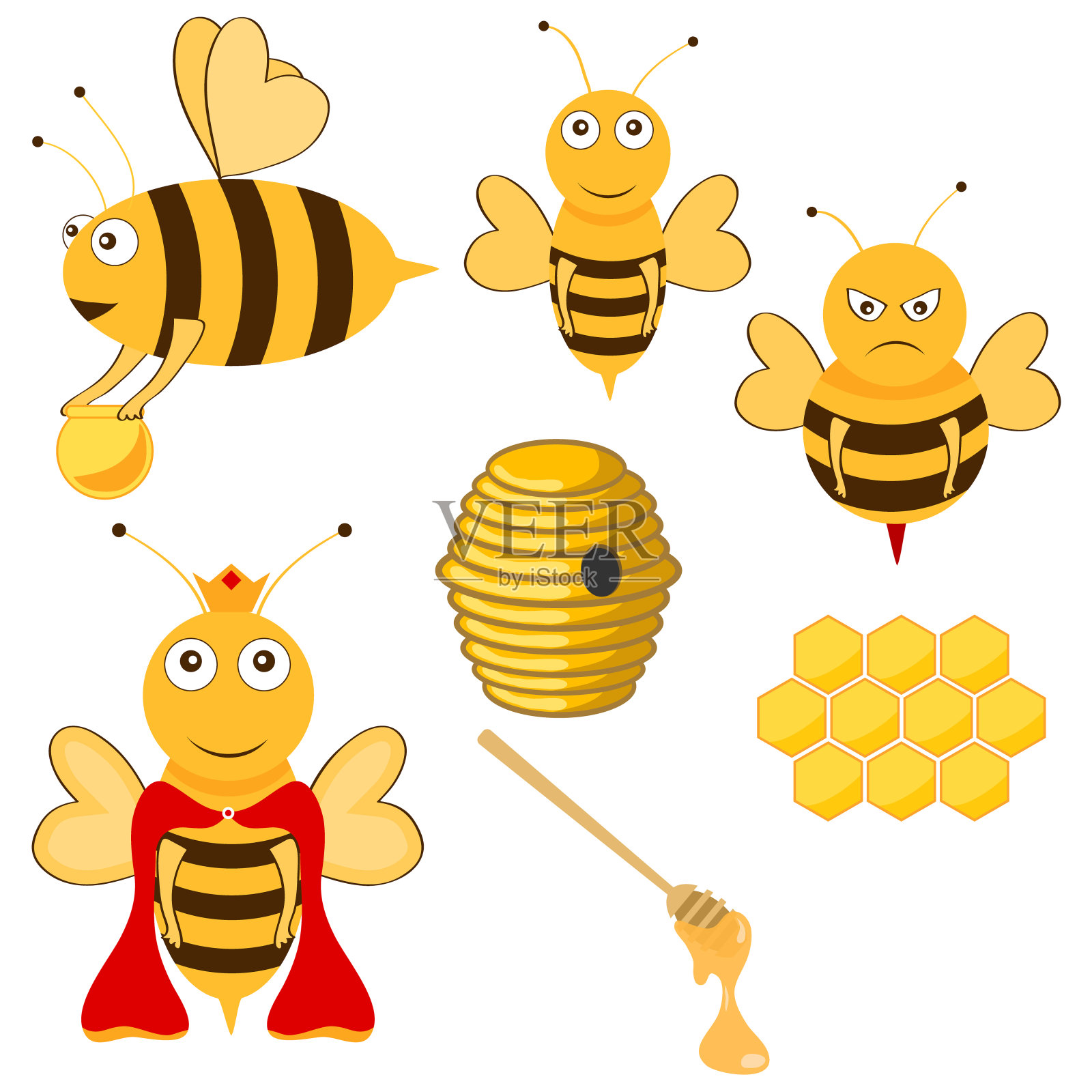 蜜蜂和蜂蜜设计元素图片