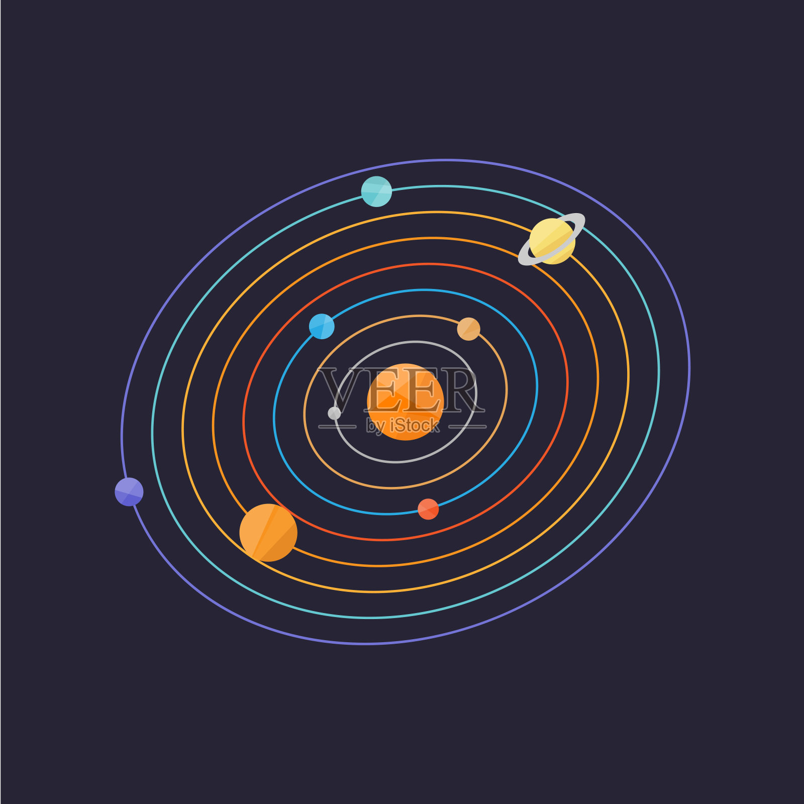 太阳系简单的矢量插图插画图片素材