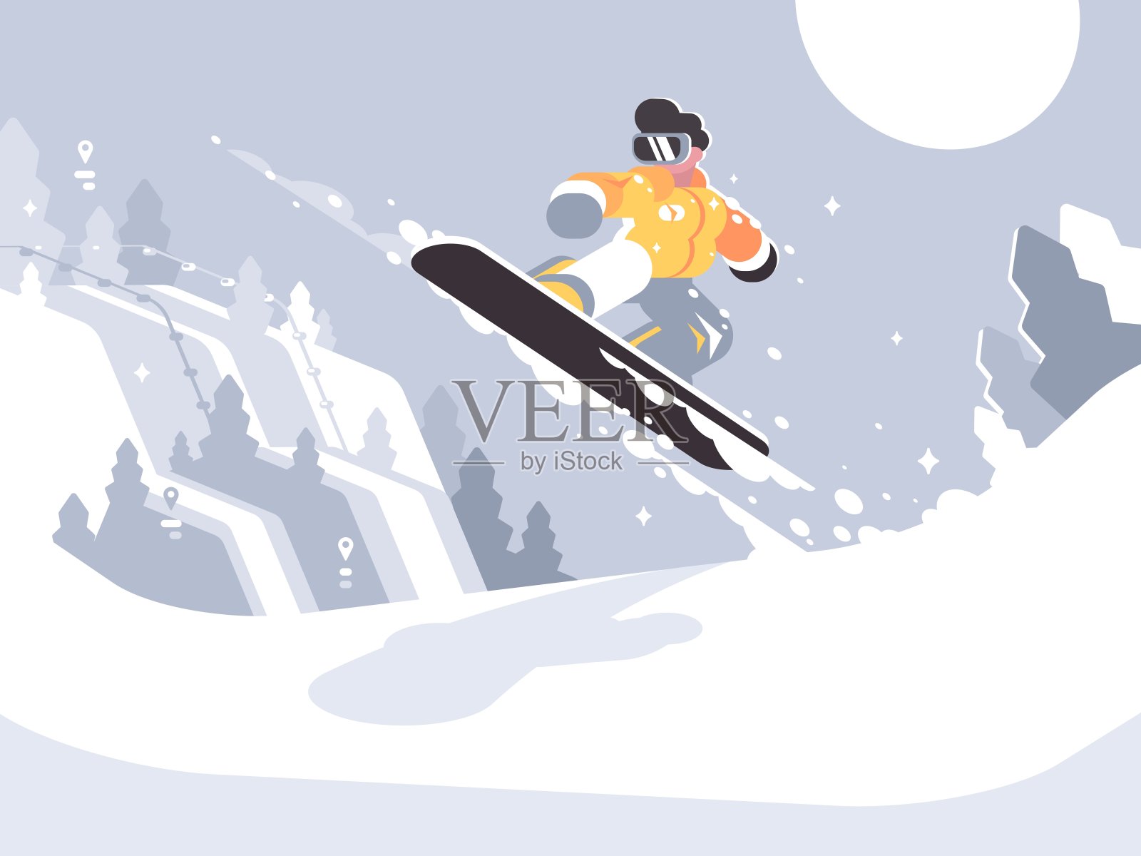 滑雪的人滑雪插画图片素材