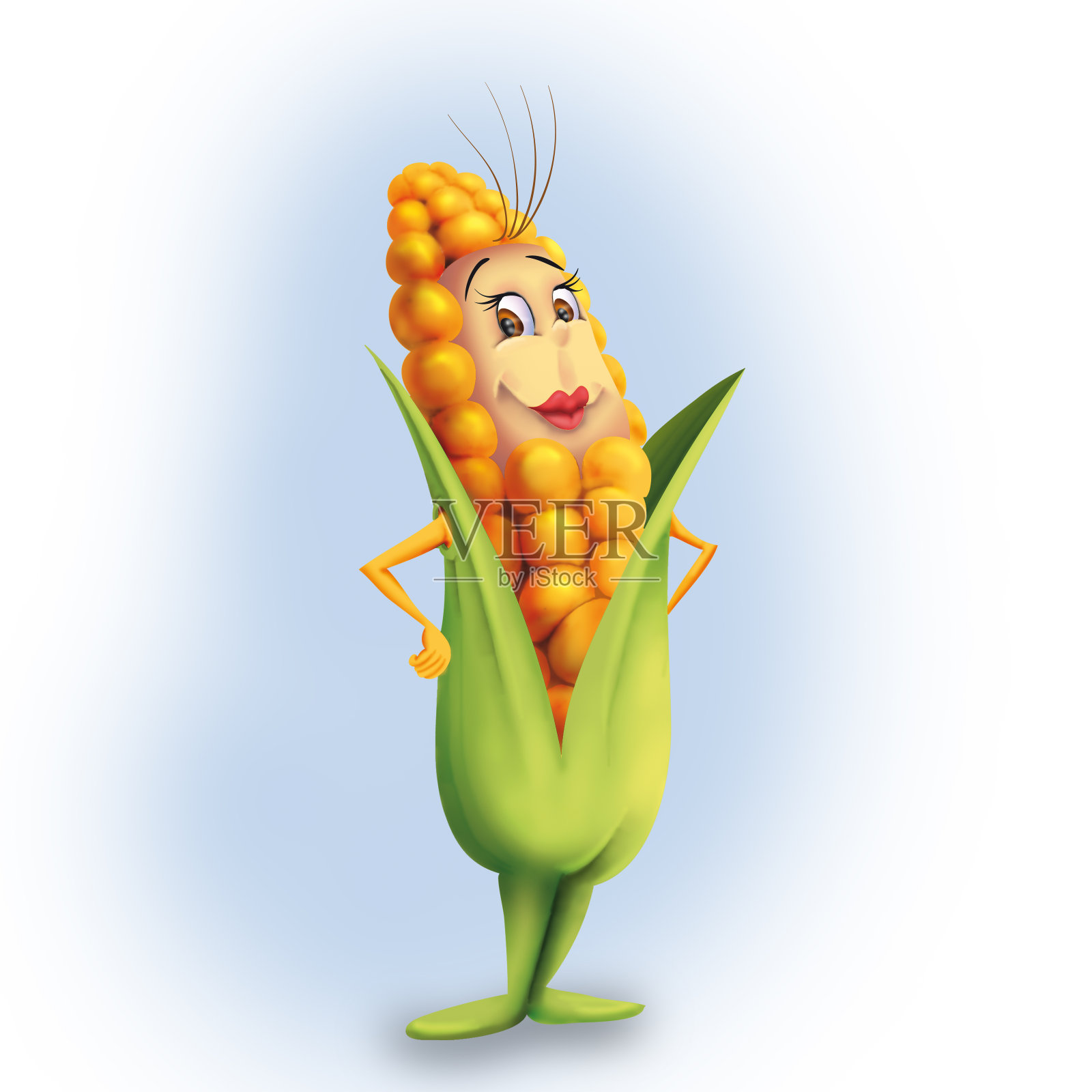 玉米人物纸盒吉祥物插画图片素材