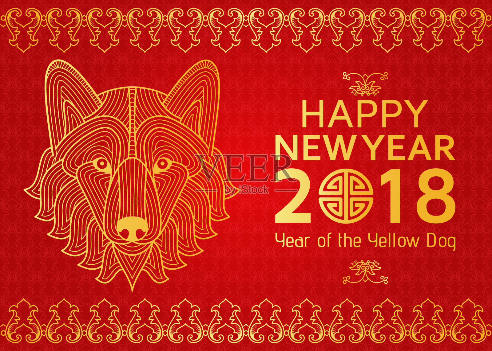 中国新年的背景与创意风格的狗设计模板素材