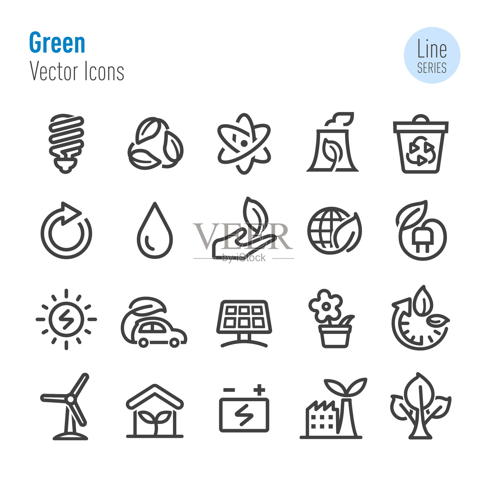 绿色图标-向量线系列插画图片素材