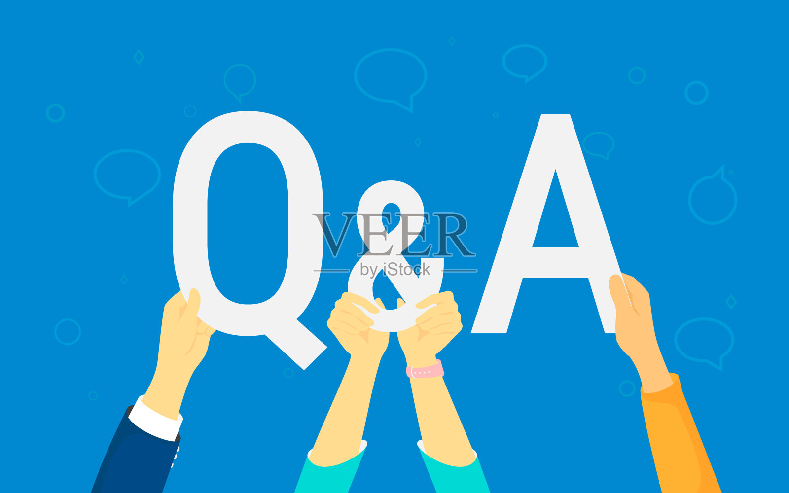 提问和回答概念插图的人的手持有字母Q和A插画图片素材