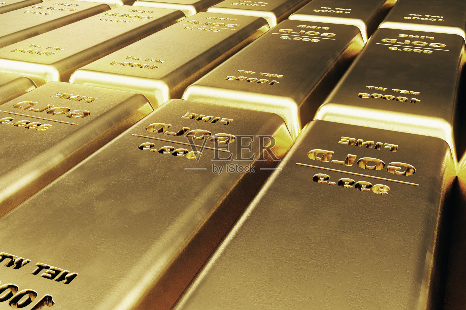 金条闪亮，金条重量1000克财富的概念和储备。商业和金融成功的概念。三维演示照片摄影图片