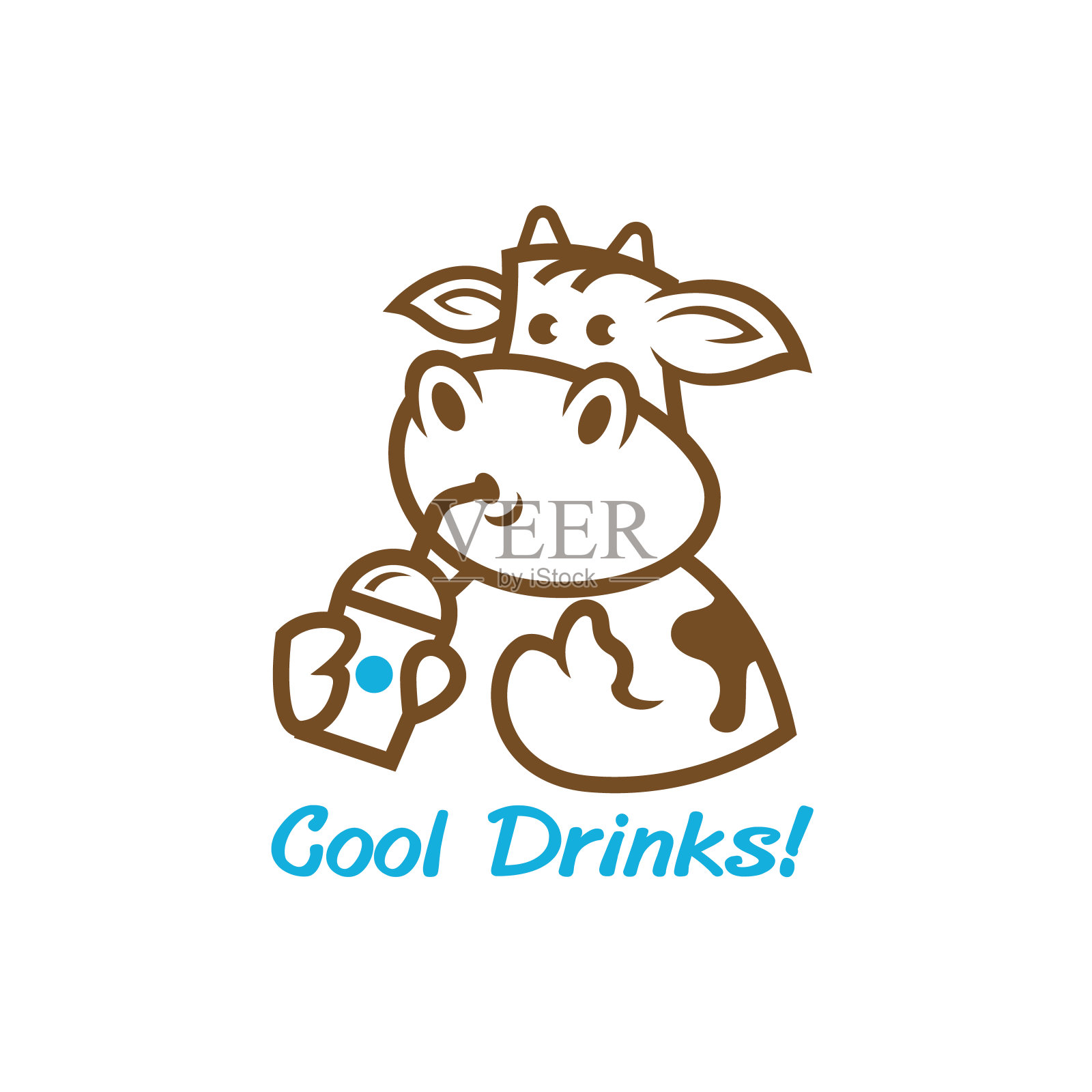 喝饮料的牛设计元素图片