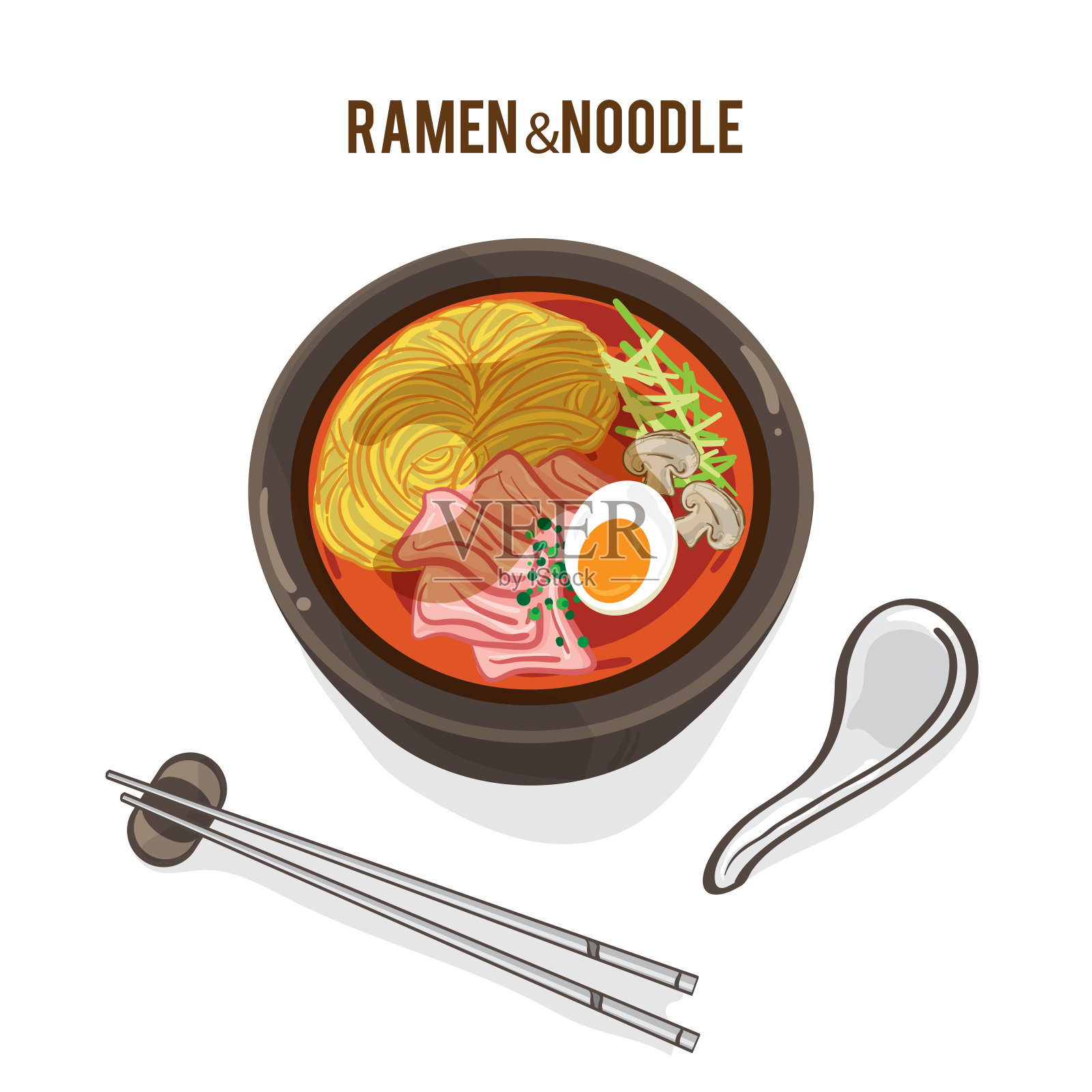 食物载体日本面条拉面烹饪汤物体插画图片素材
