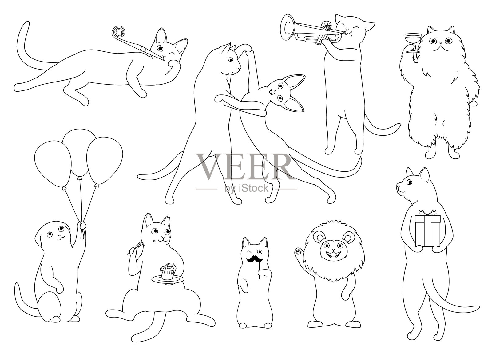 派对猫线艺术集设计元素图片