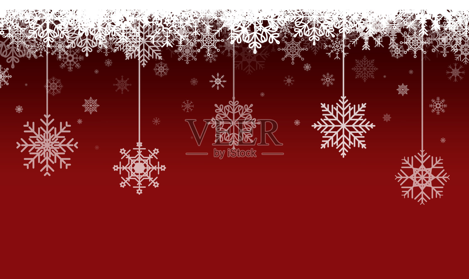红色的圣诞背景与雪花插画图片素材
