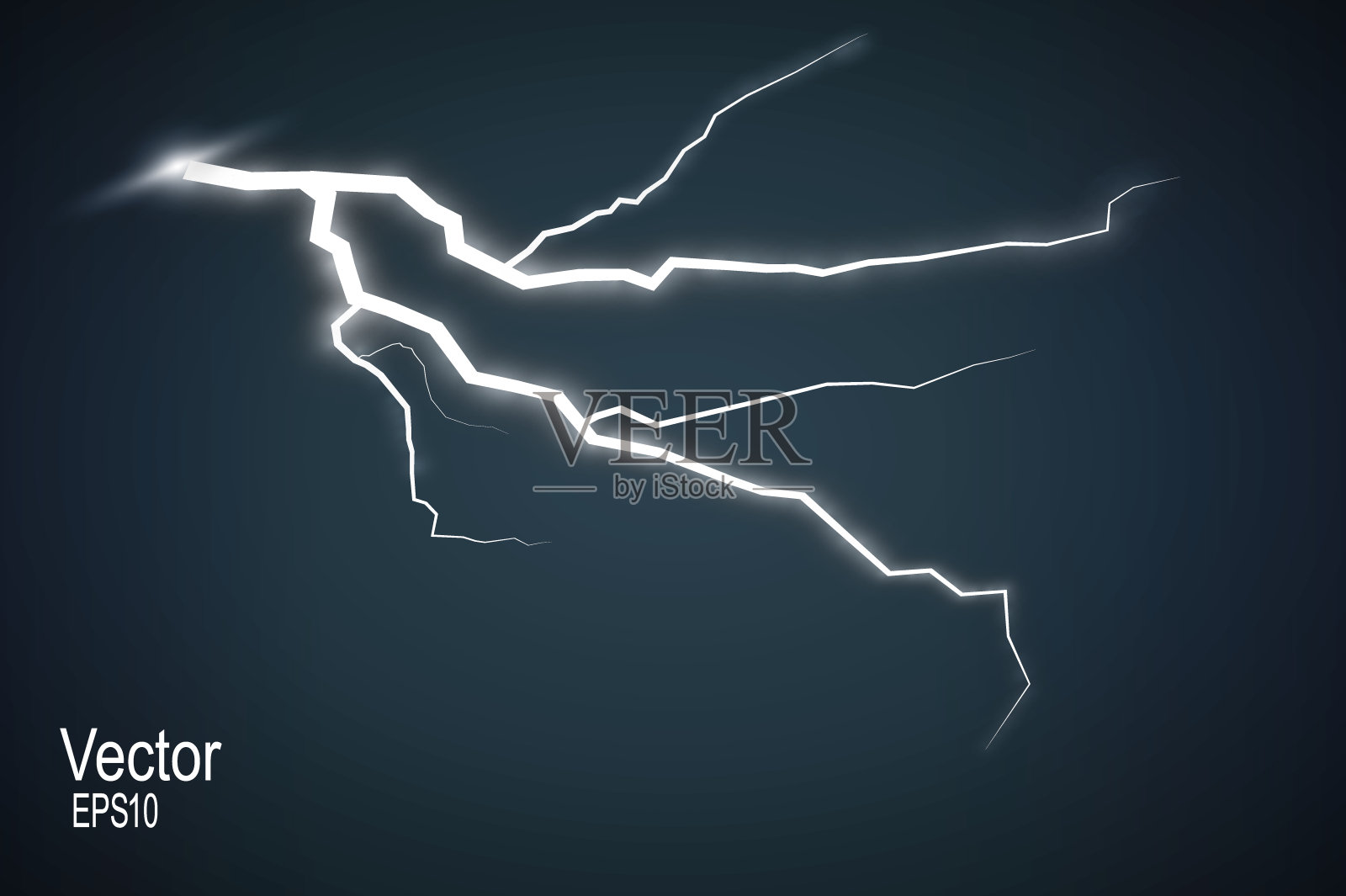 的闪电。雷暴和闪电。魔术和明亮的灯光效果插画图片素材