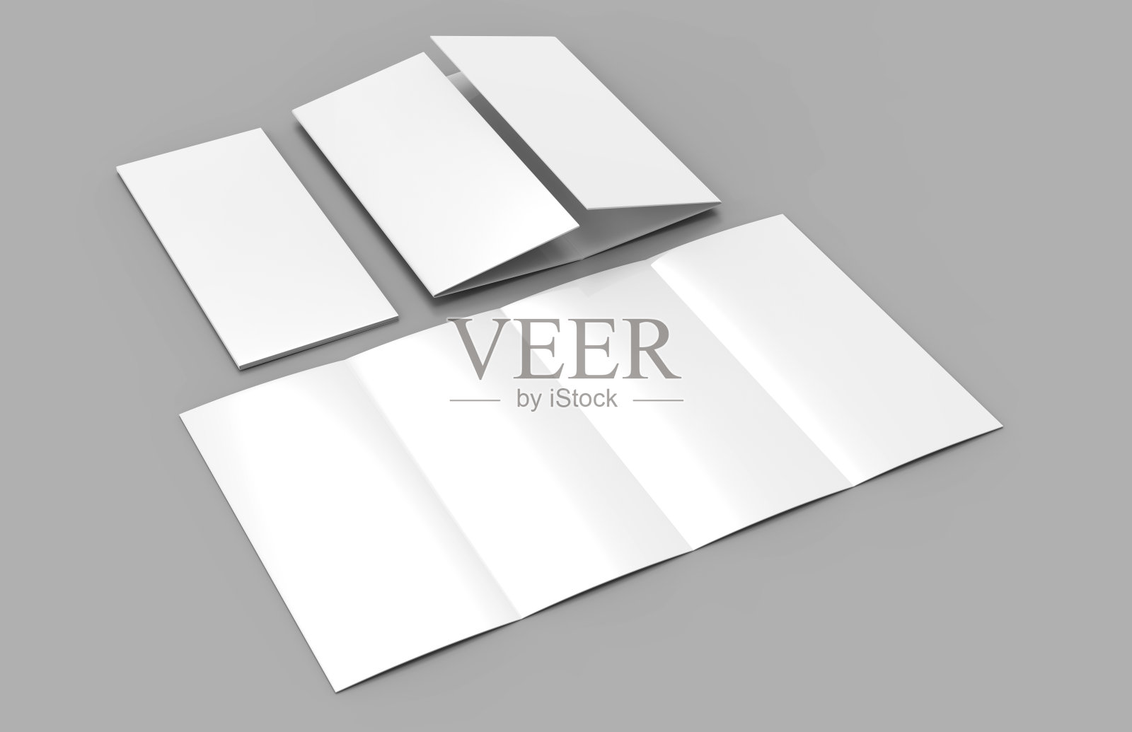 双闸口折叠垂直四面板宣传册空白白色模板模拟和演示设计。3 d演示。照片摄影图片