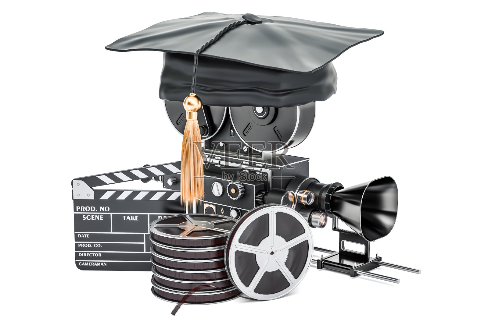 教育电影学校概念，3D渲染插画图片素材