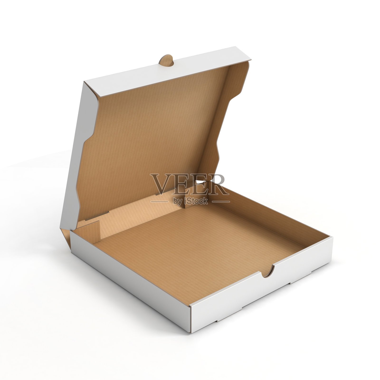 空白打开比萨饼盒孤立的3d插图上的白色背景设计元素图片