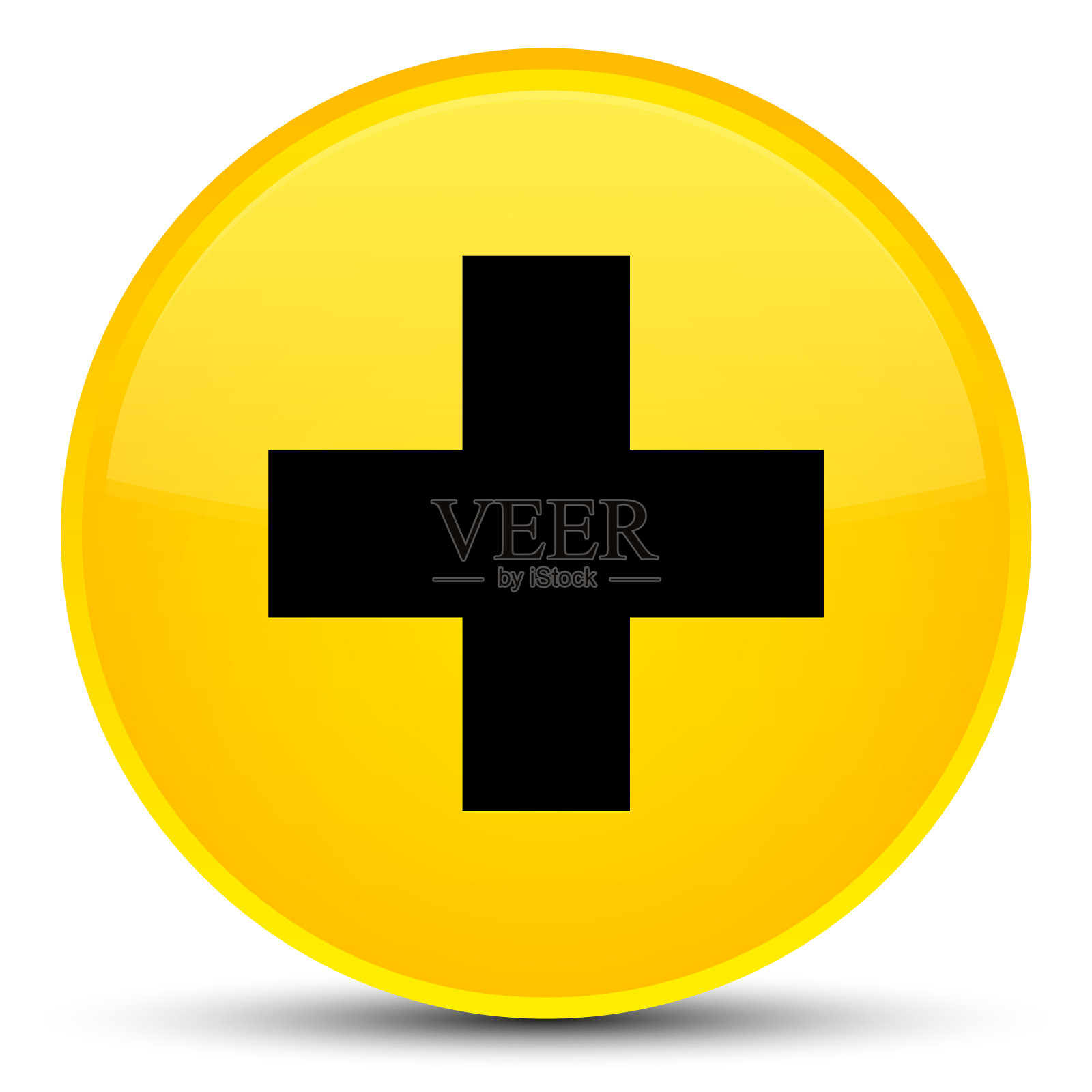 加上图标特殊的黄色圆形按钮图标素材