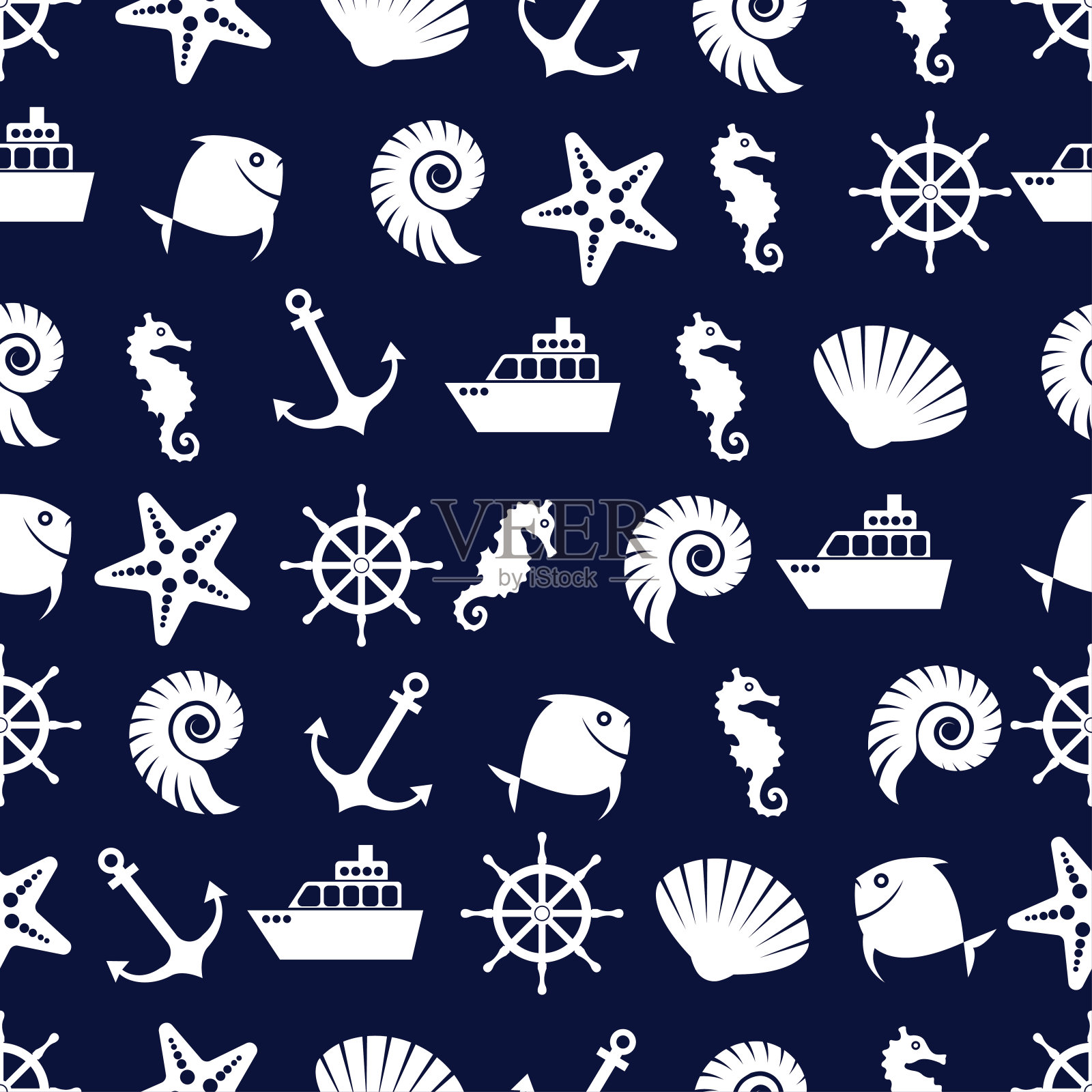 海洋和航海装饰无缝图案插画图片素材