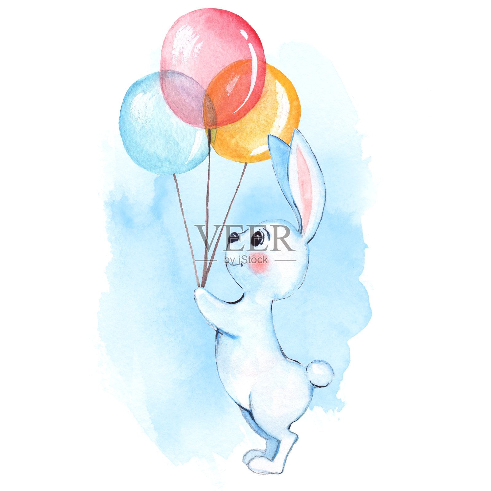 气球小白兔设计元素图片