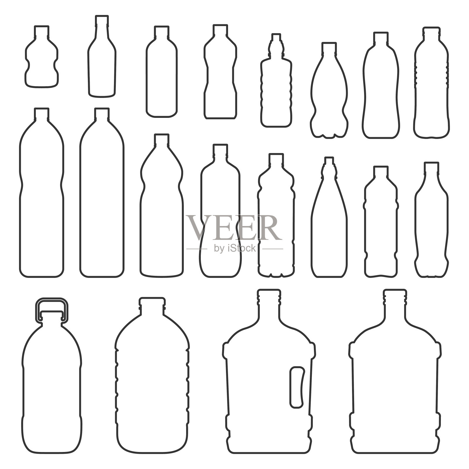 瓶子轮廓图标集插画图片素材