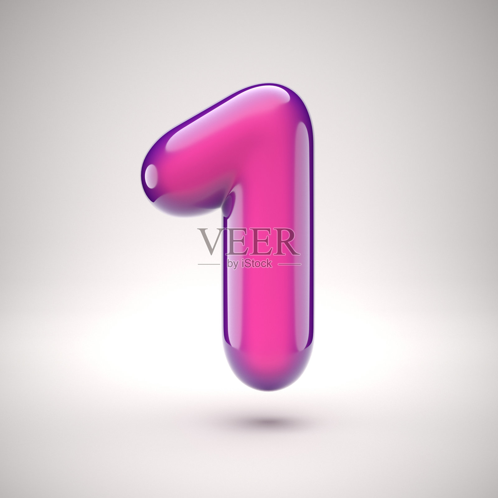 圆形粉色光滑字体3d渲染数字1插画图片素材