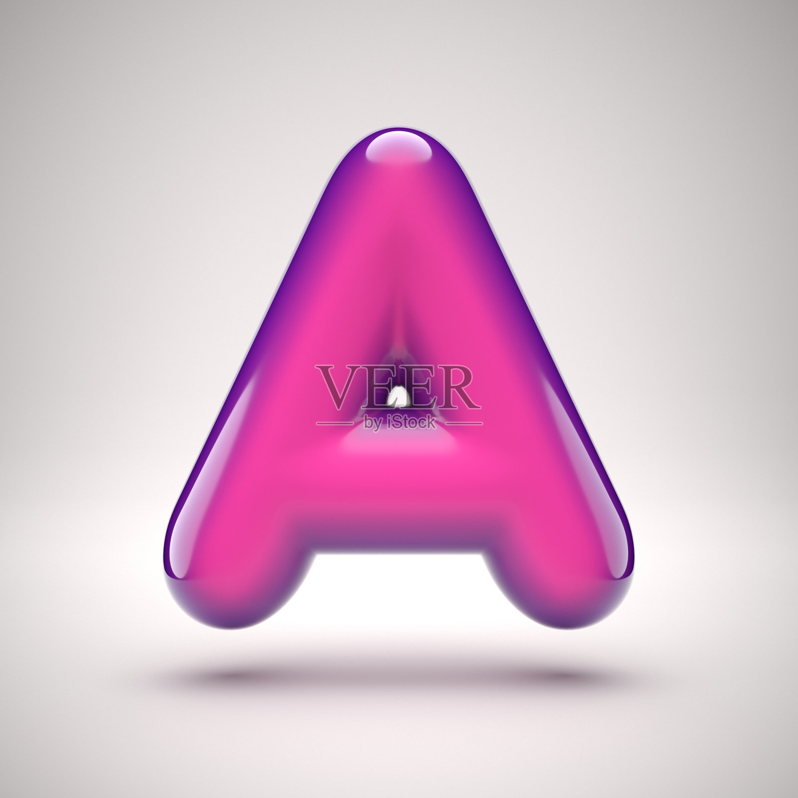 圆形粉色光泽字体3d渲染字母A设计元素图片