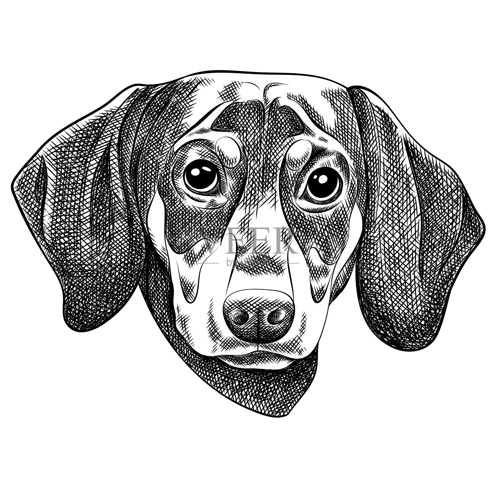 矢量插图的腊肠狗为圣诞贺卡。狗年圣诞快乐插画图片素材