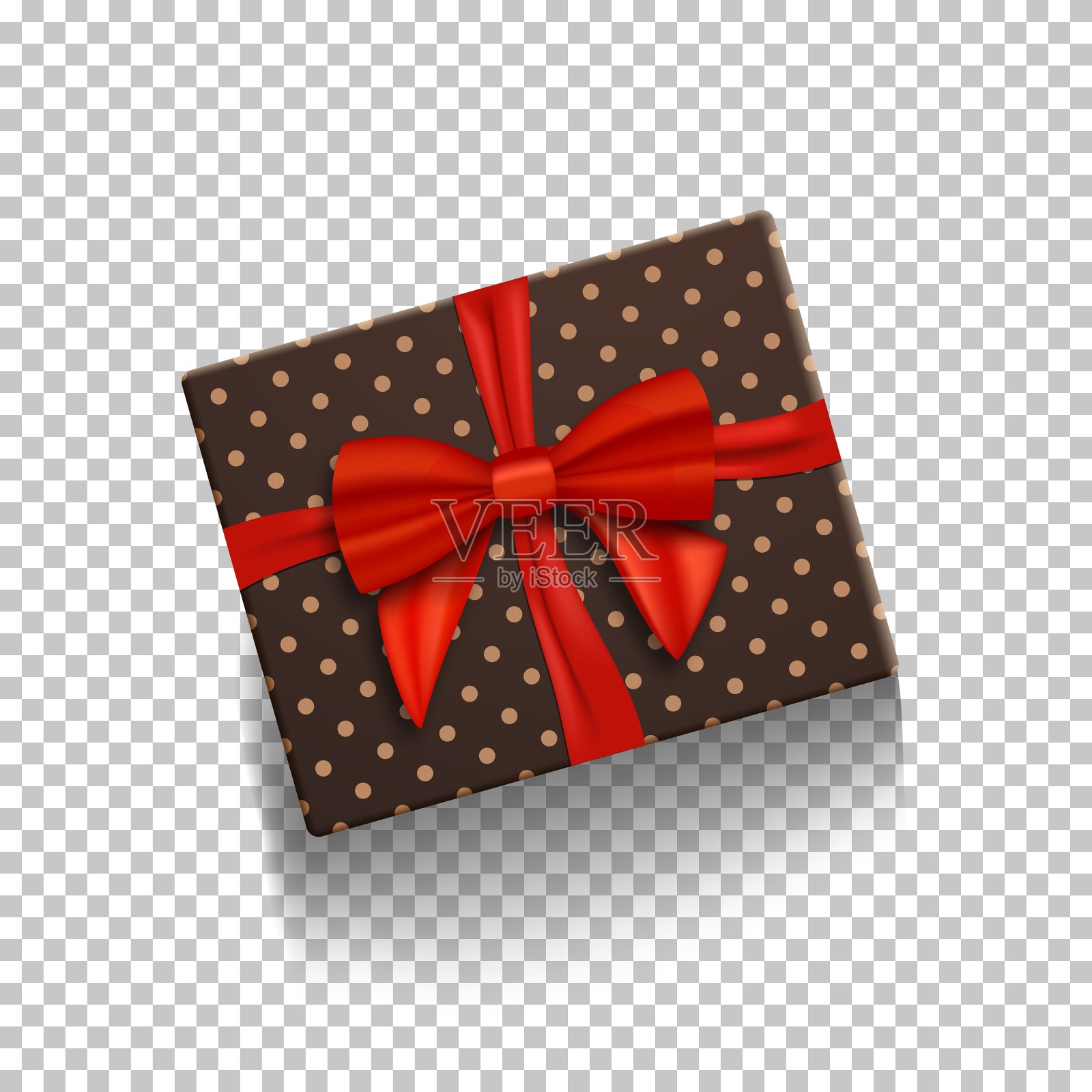 矢量礼品盒与红色丝带隔离在透明的背景设计元素图片