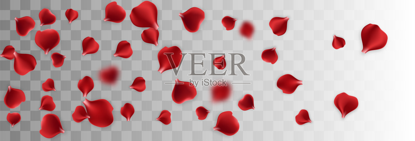 红色玫瑰花瓣透明背景设计元素图片