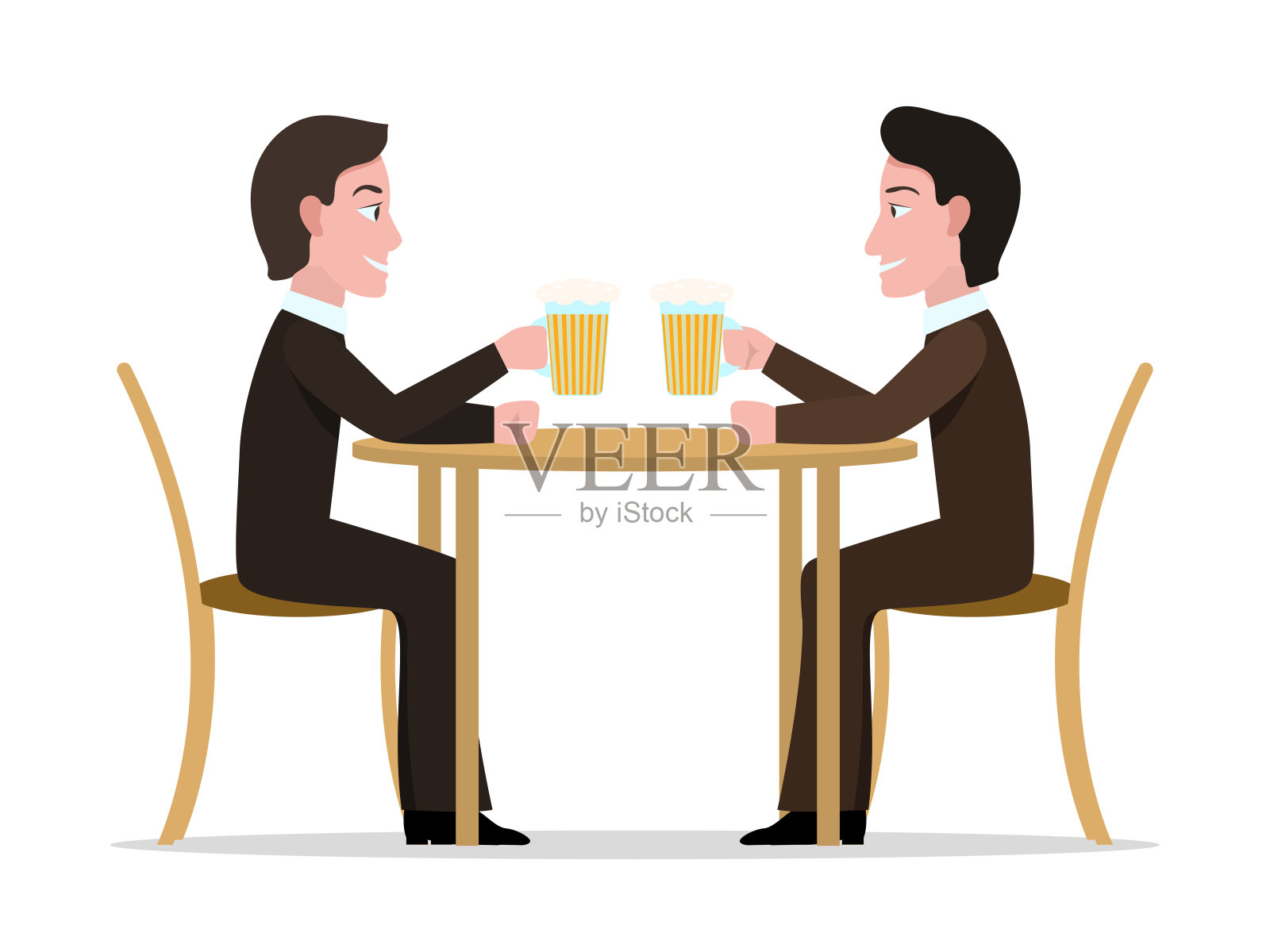 矢量插图两个卡通男子喝啤酒设计元素图片