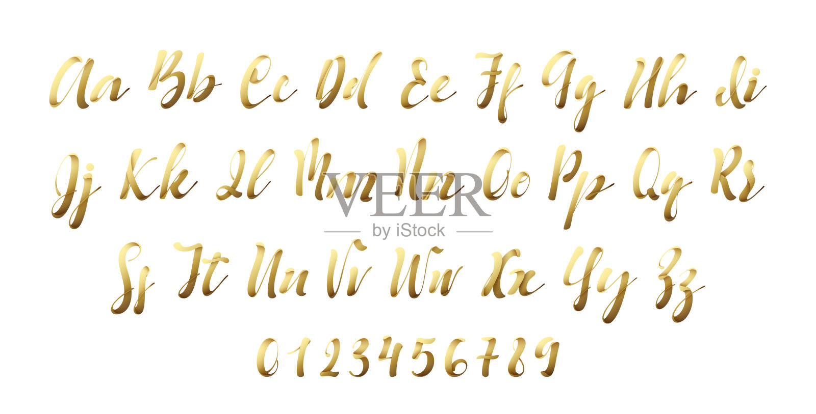 拉丁字母golen。字母字体样式缎带设计元素图片