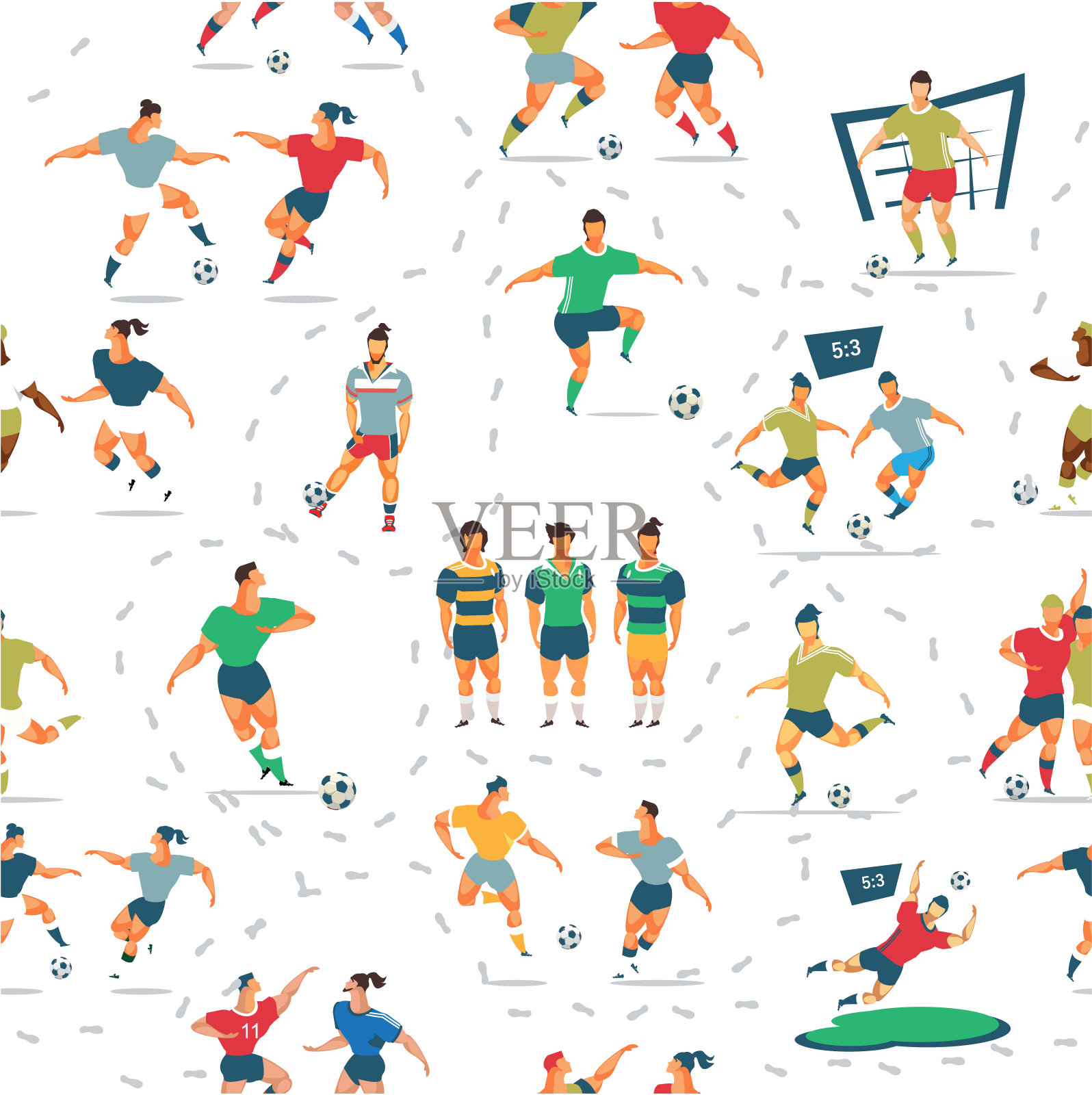 足球无缝模式插画图片素材